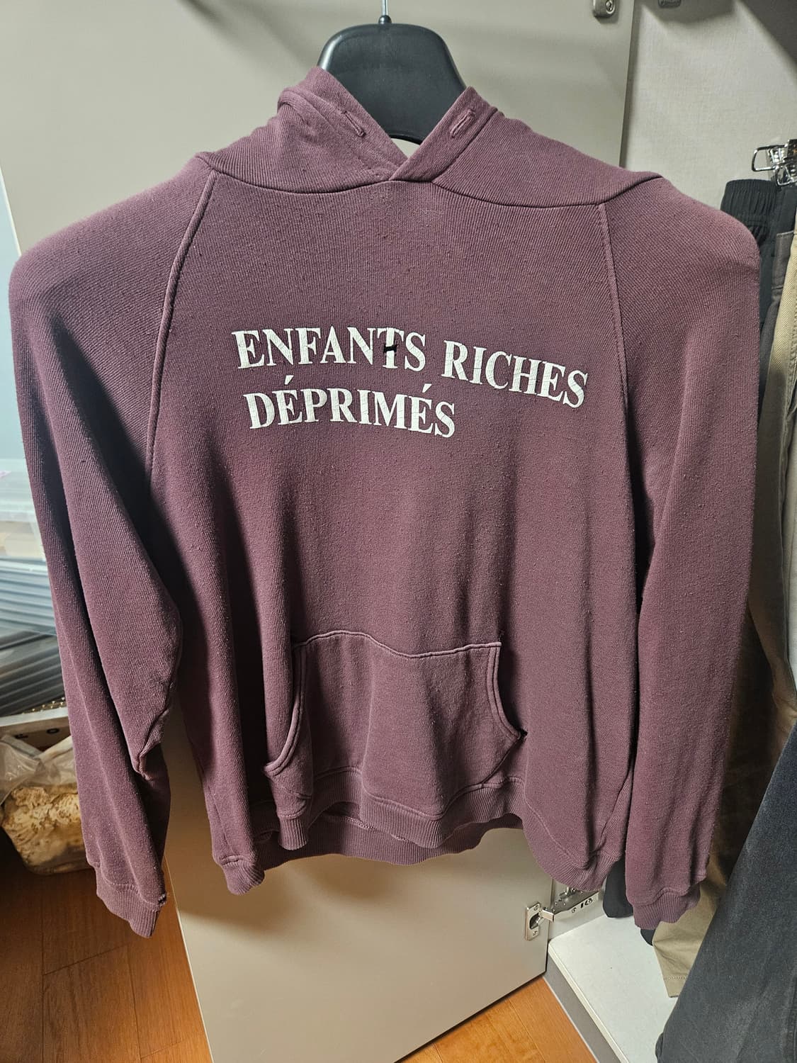 [L / 90-95] 앙팡리쉬데프리메 로고 버건디 슈렁큰 후드 상품이미지5