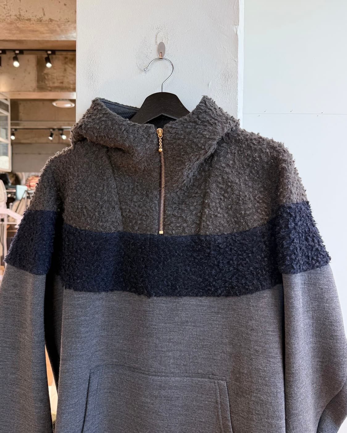 컬러 16aw 차콜 하프 집업 후디 상품이미지3