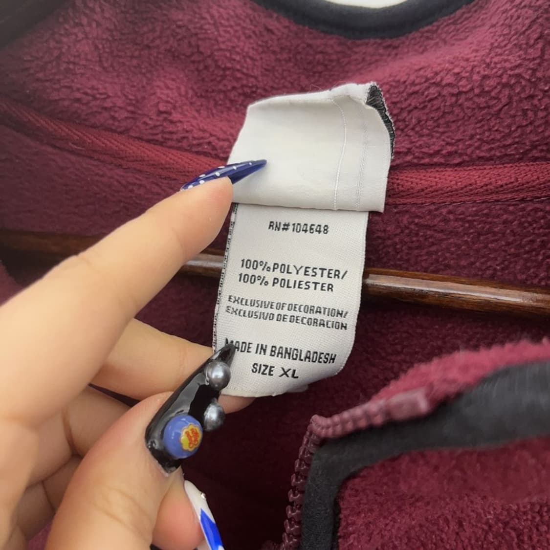 NHL 빈티지 빅사이즈 오버핏 버건디와인 반집업 후리스 XL C08761 상품이미지6