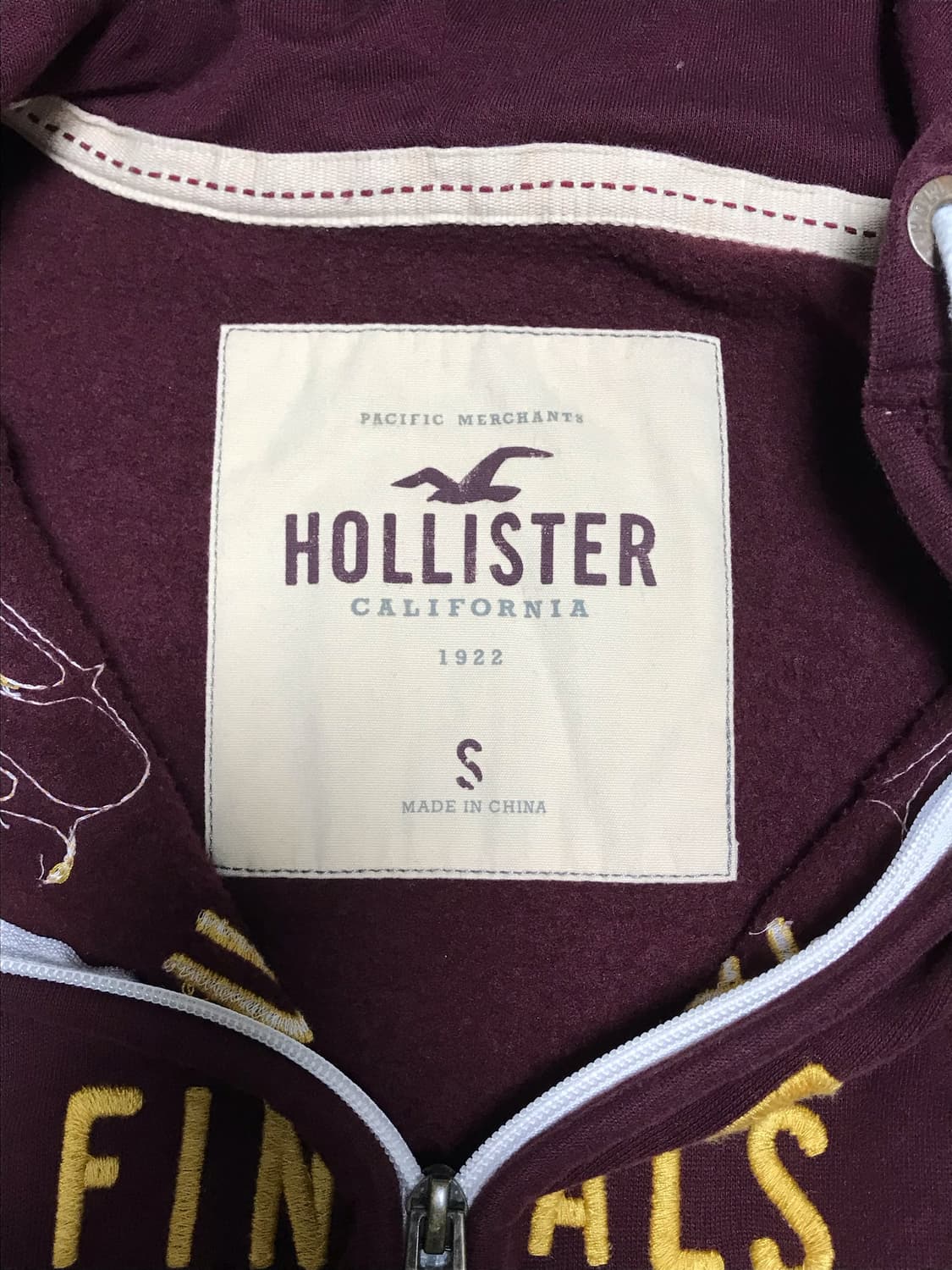 홀리스터 빈티지 딱붙핏 대장급 슬림핏 후드집업 버건디 상품이미지2