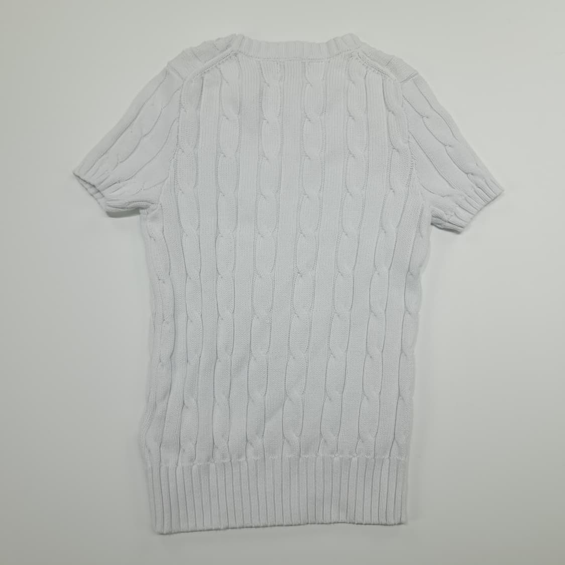 CN842W S 폴로 랄프로렌 화이트 케이블 반팔 니트 스웨터 상품이미지6