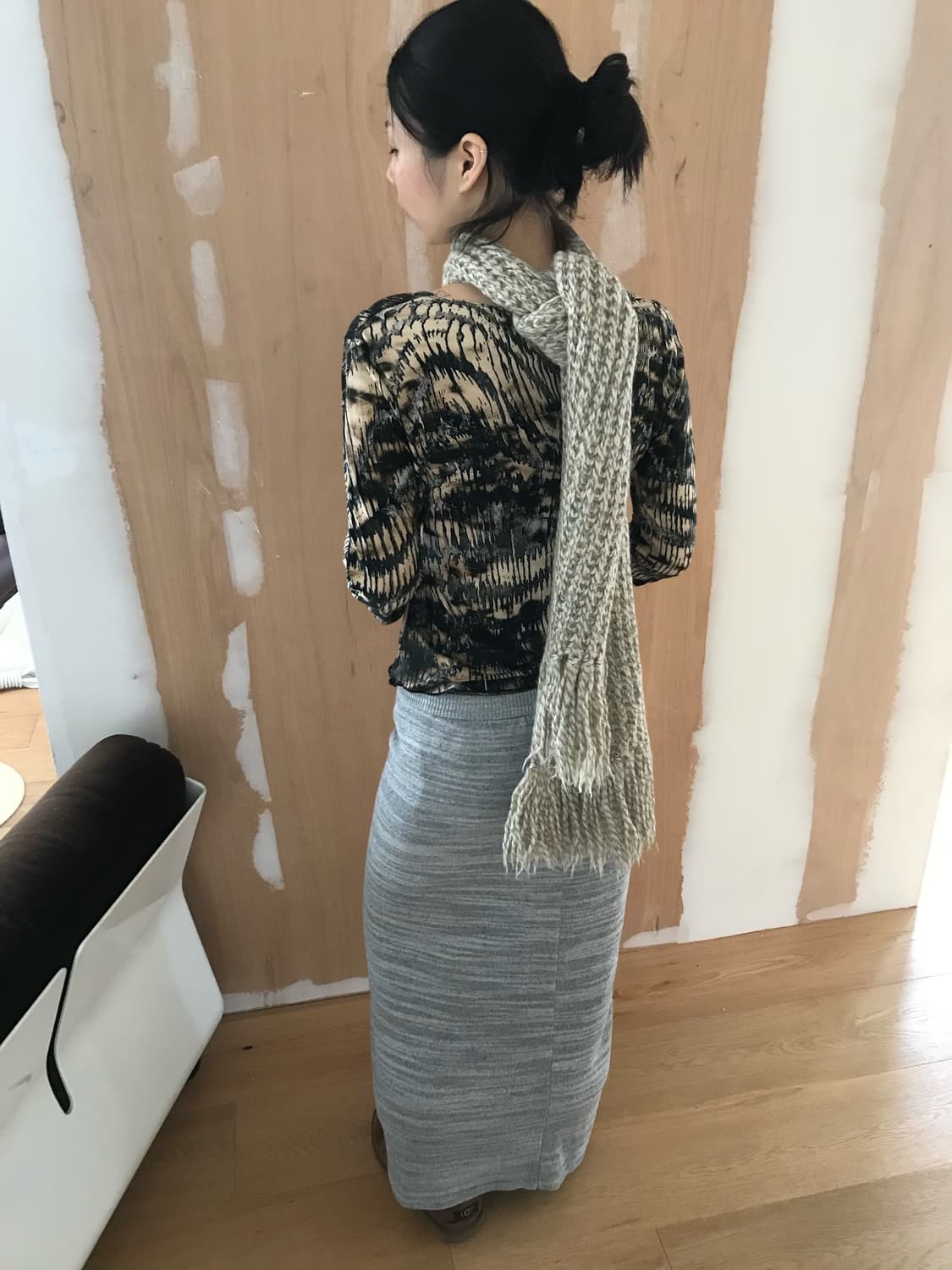 vintage beige tassel muffler 상품이미지1