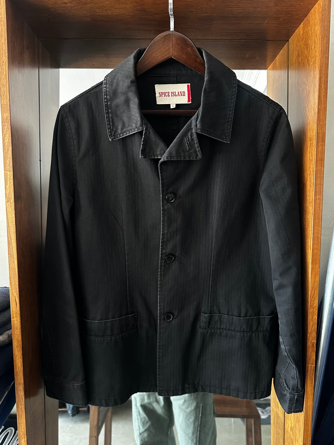 SPICE ISLAND 헤링본 블랙 워크 커버올 자켓 상품이미지4