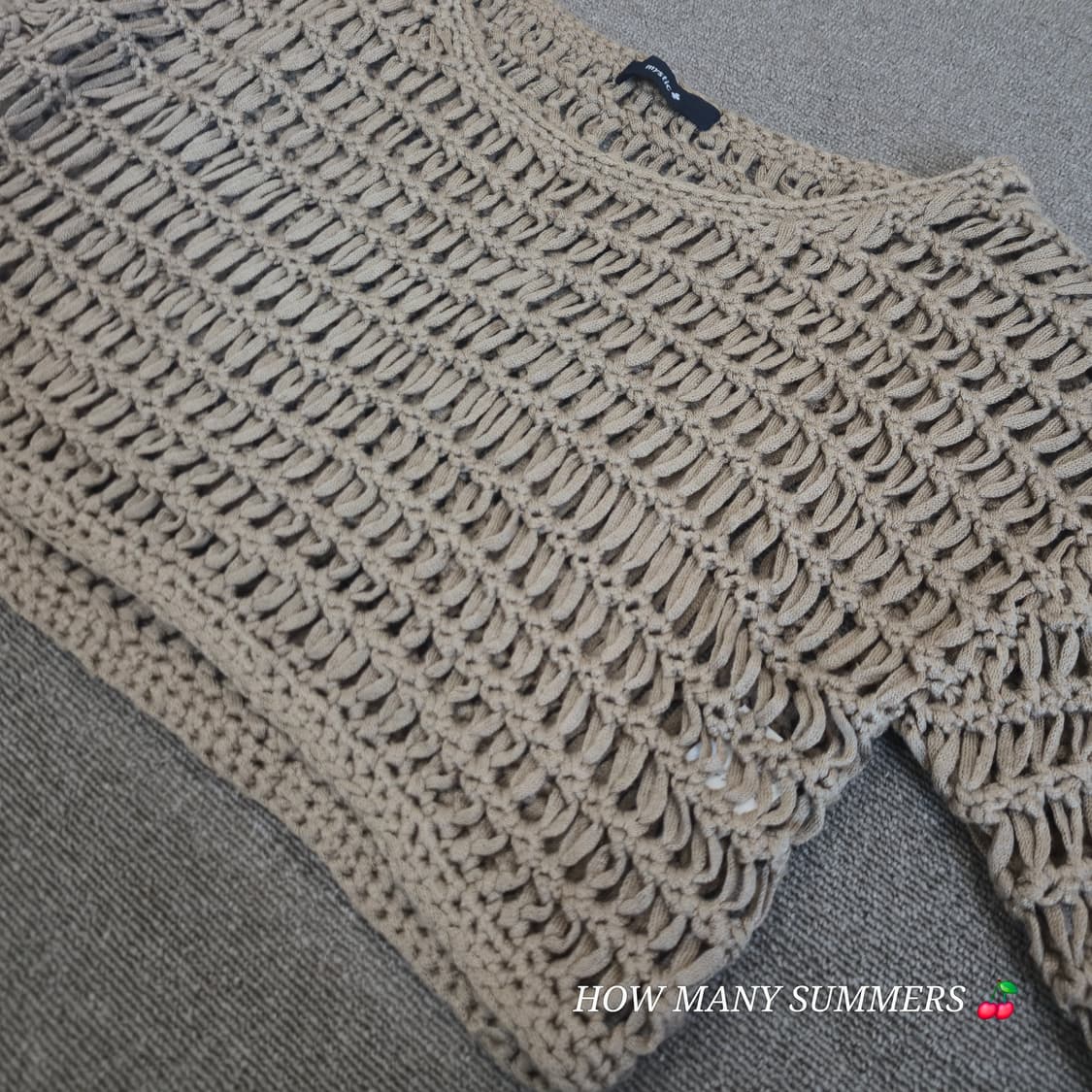 미스틱 크로셰 그물 니트 탑 베이지 울 혼방 시스루 레이어드 상품이미지5