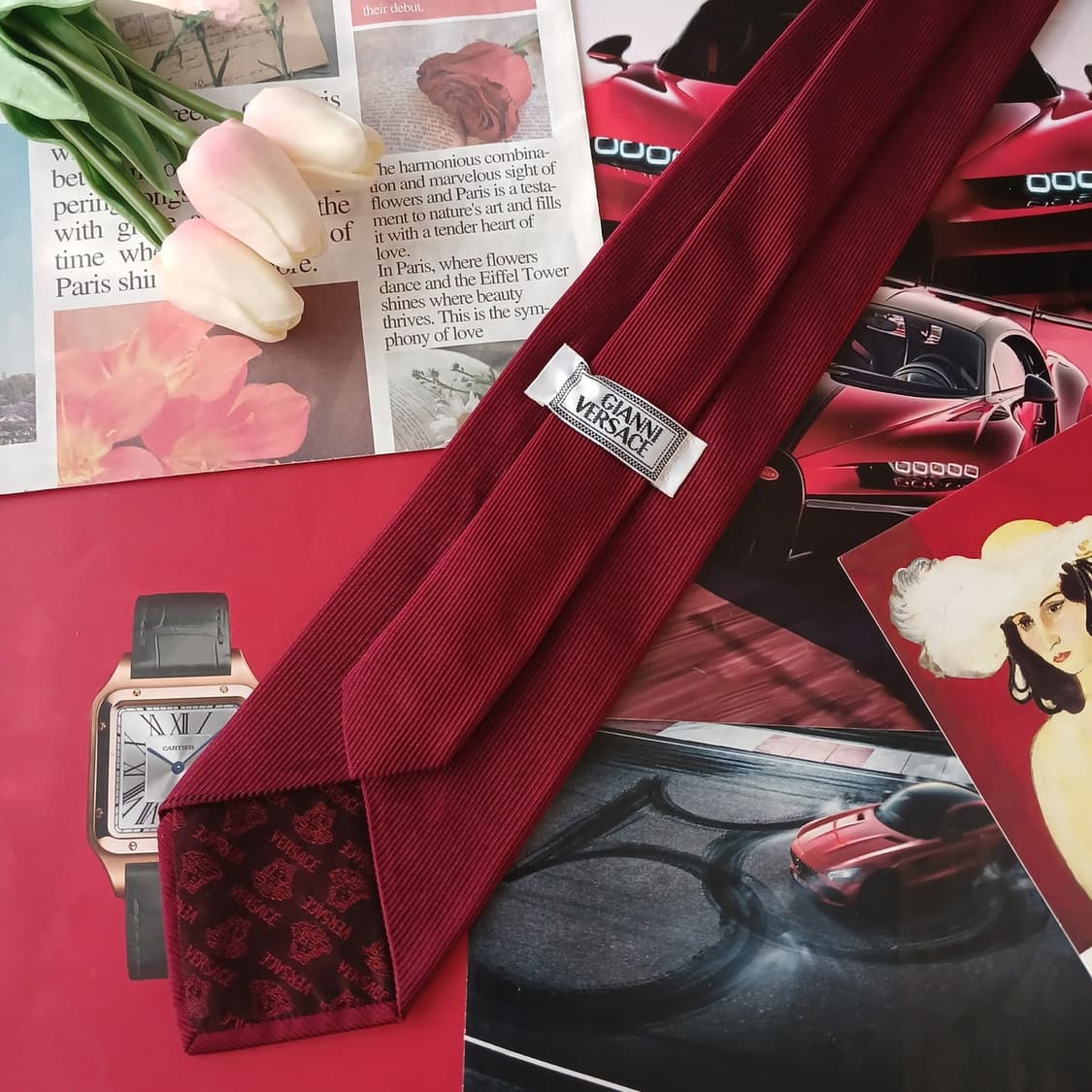 베르사체 실크 메두사 자수 포인트 넥타이 9.1cm A등급 A19035
 상품이미지4