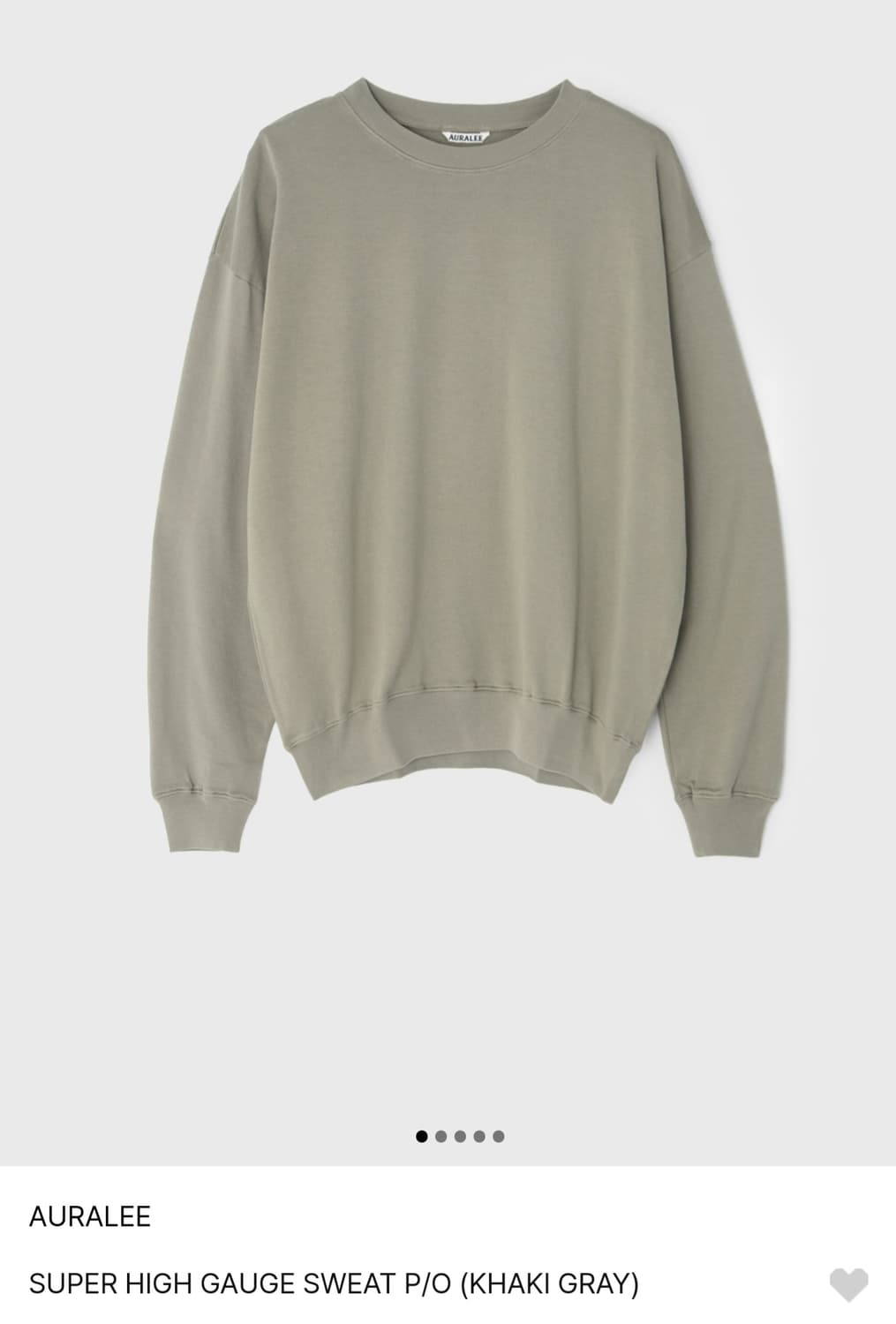 오라리 SUPER HIGH GAUGE SWEAT 카키 M(4) 상품이미지1