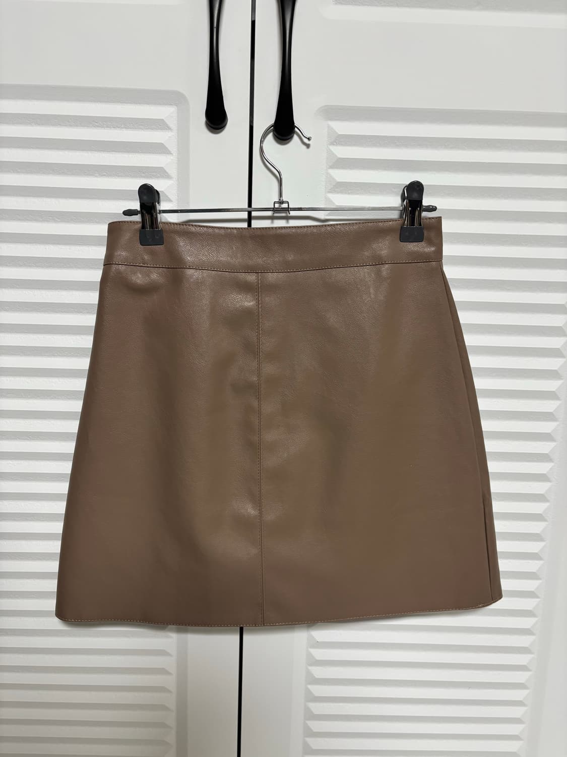 브라운 레더 미니 스커트 상품이미지1