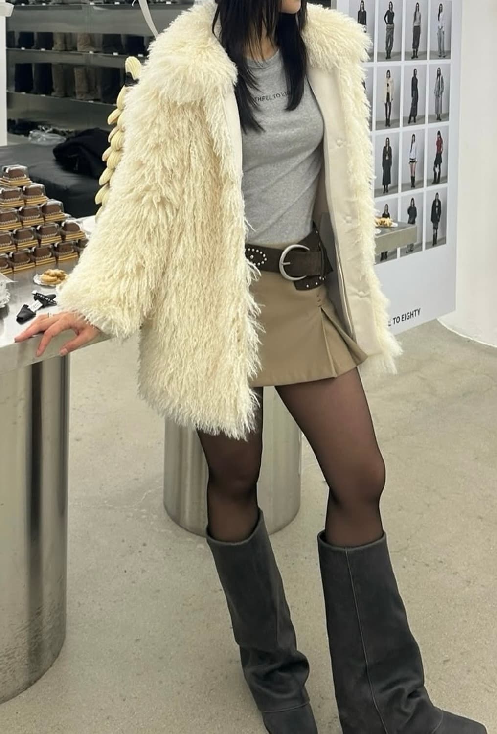 THREE TO EIGHTY 베이지 미니스커트 s 상품이미지5