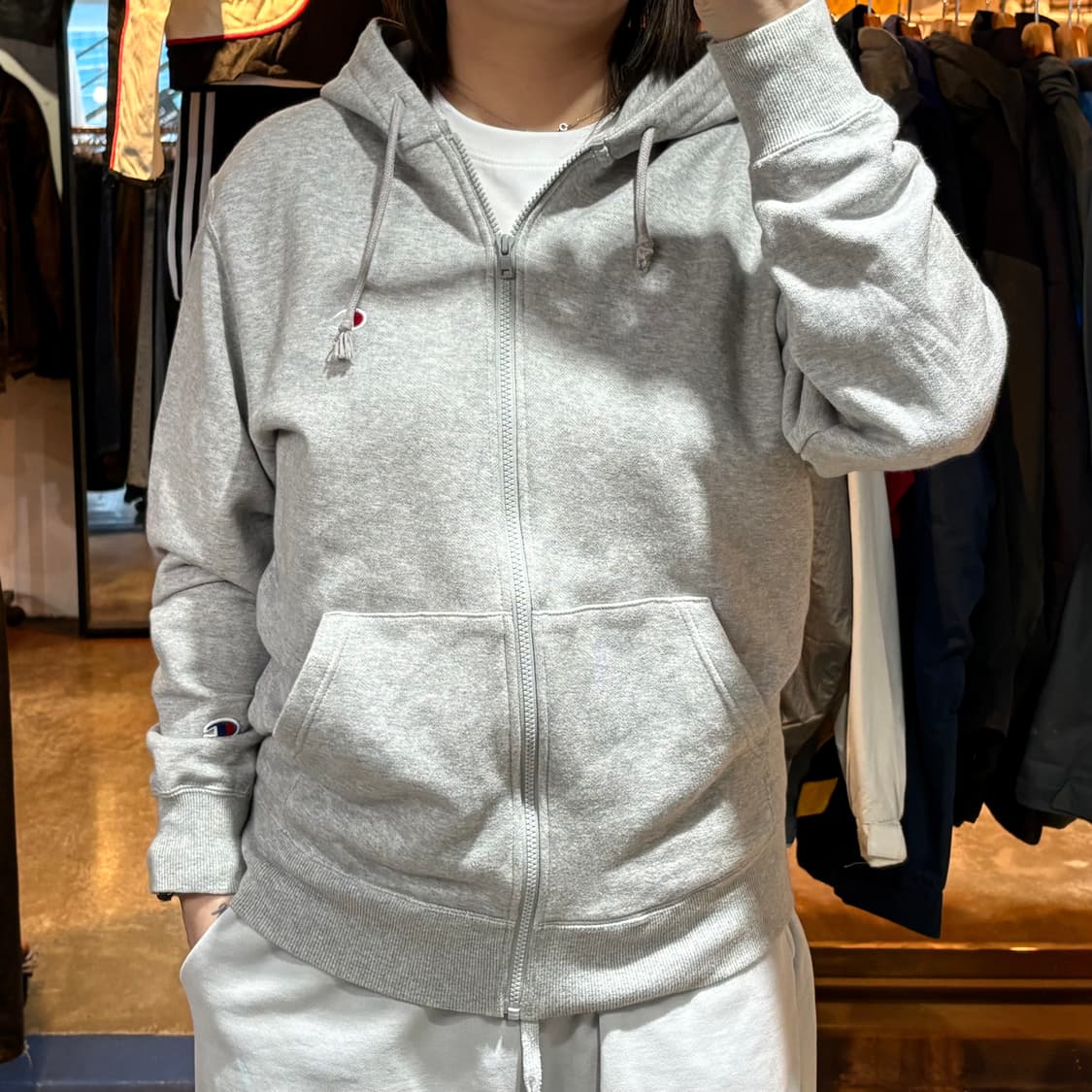 챔피온 그레이 후드집업 상품이미지1