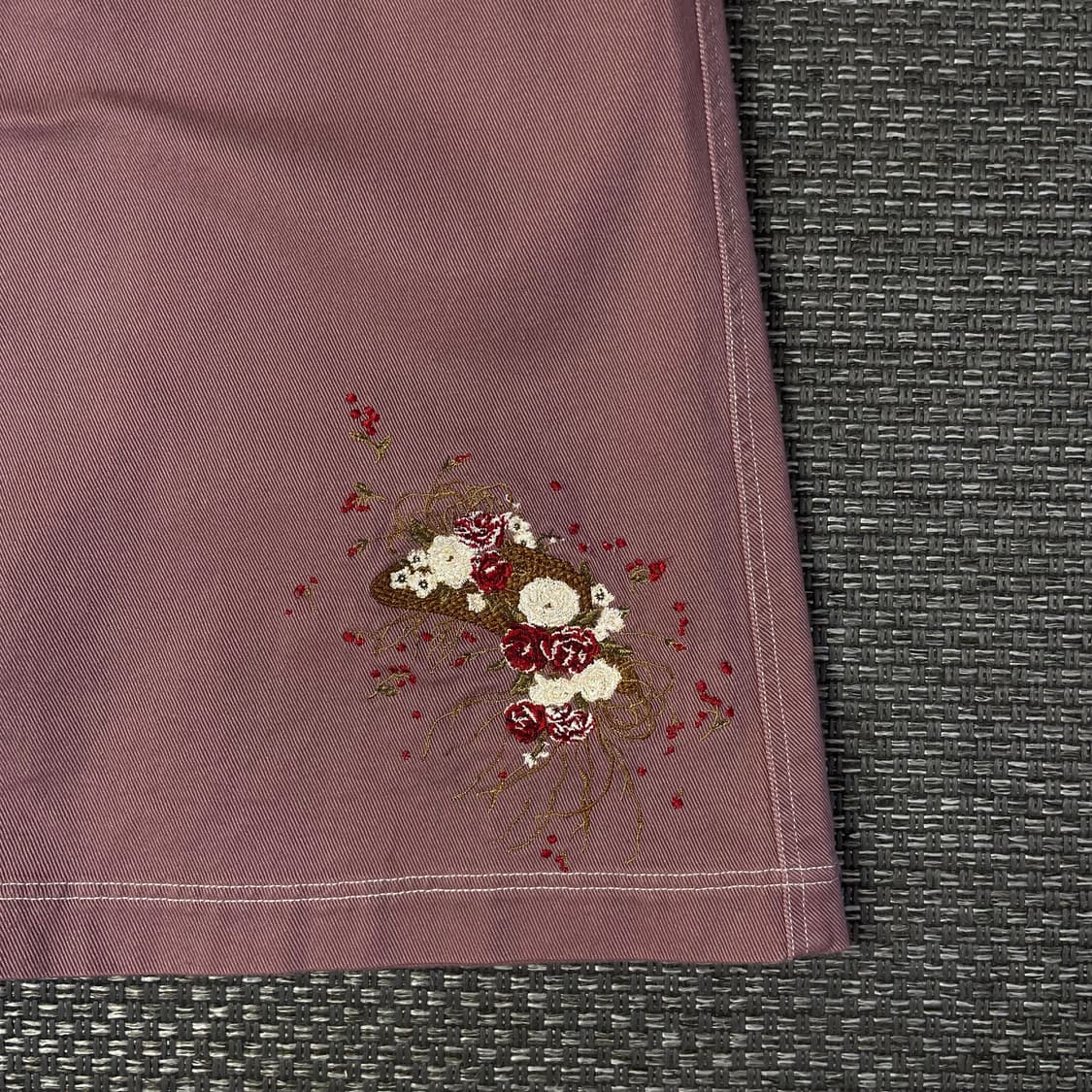 (26) 빈티지 인디핑크 플라워 자수 앞버튼 롱 스커트 상품이미지4