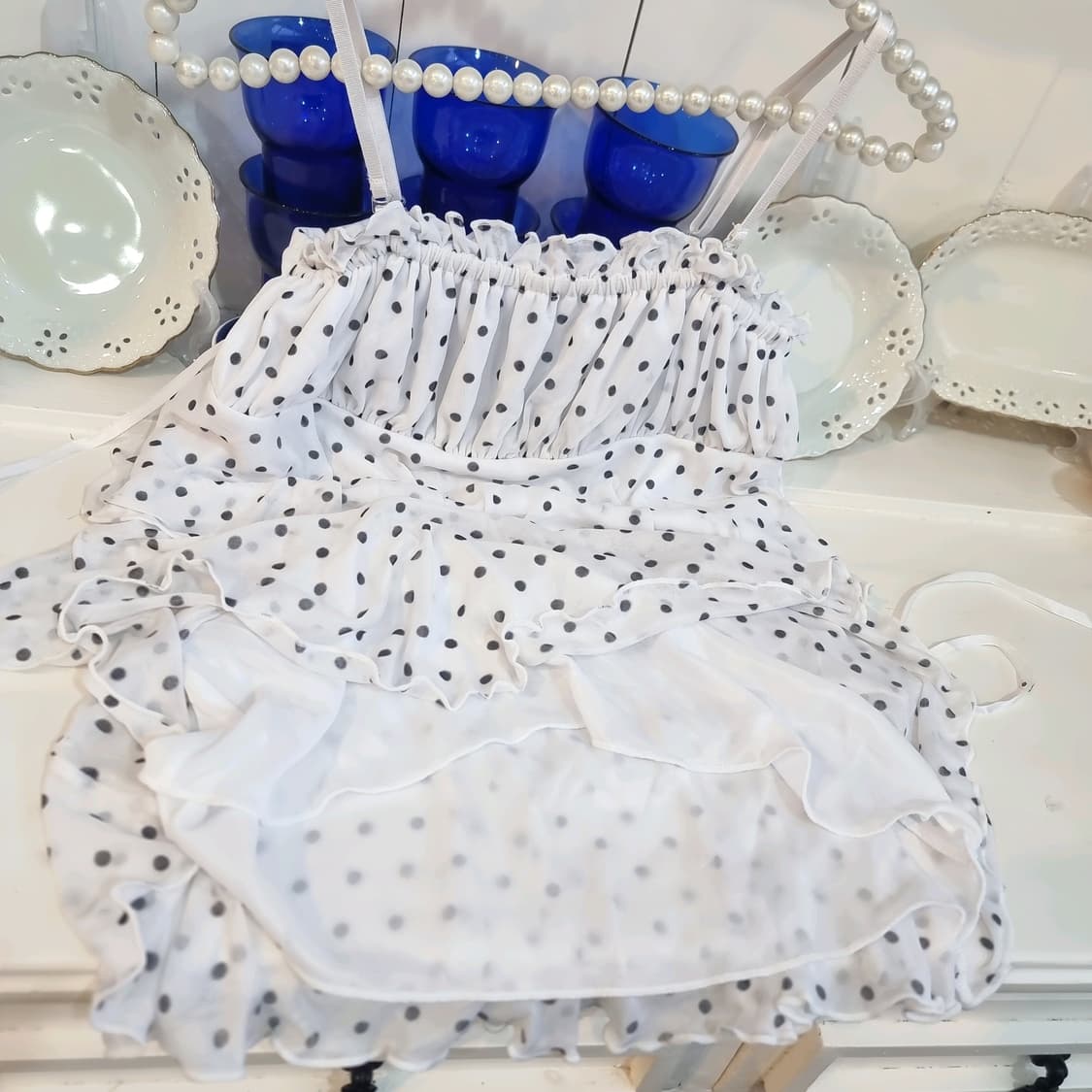 도트 캉캉 쉬폰 뷔스티에 탑 상품이미지2