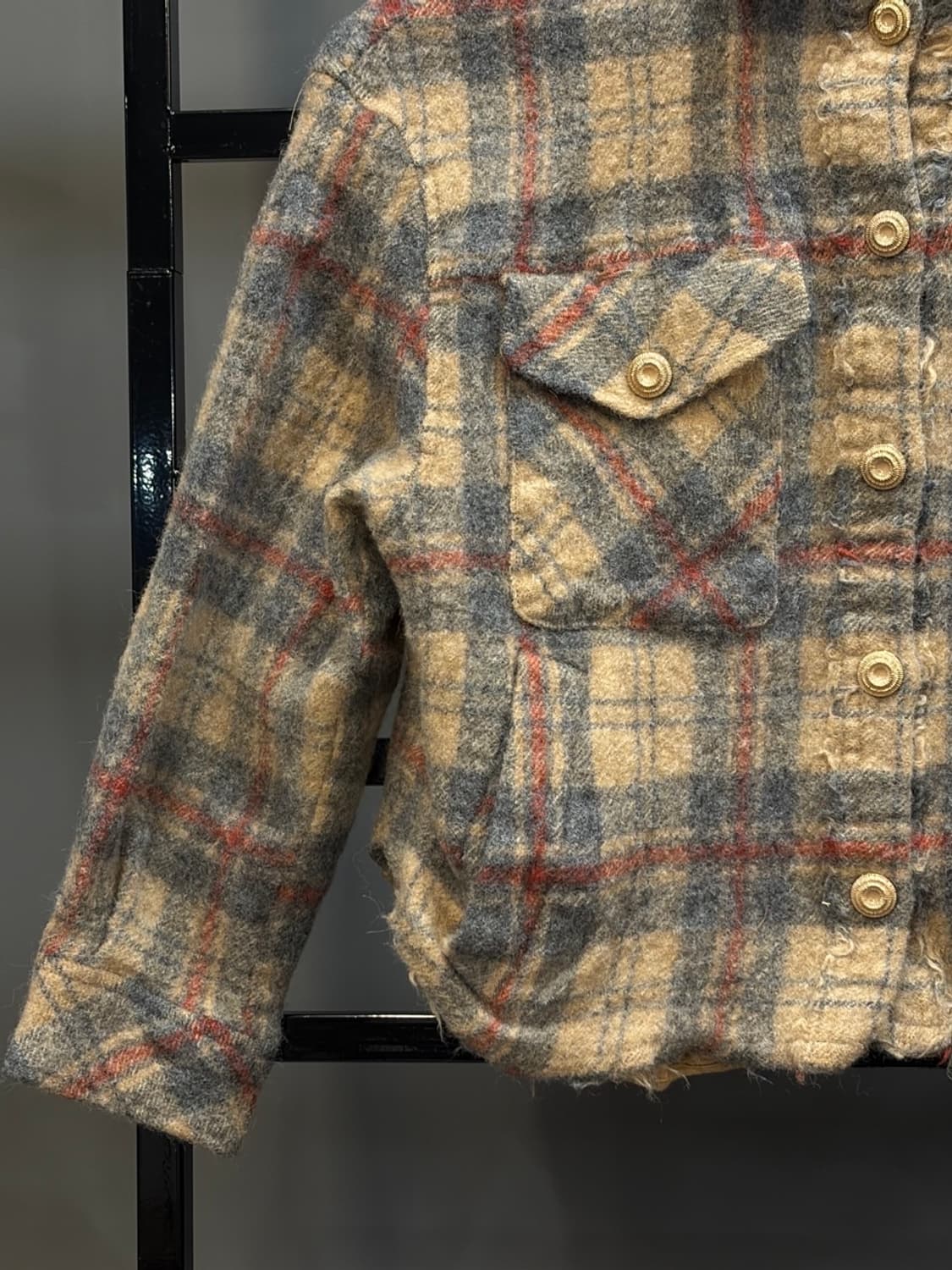 (S) 한섬 더 스토어 플란넬 체크 크롭 자켓 4.5  상품이미지5