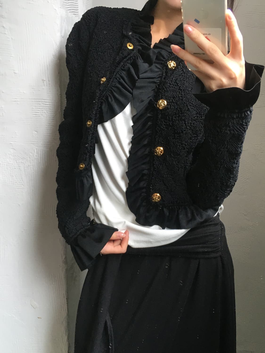 Alexander Wang 알렉산더 왕 블랙 플리츠 러플 크롭 자켓 상품이미지1