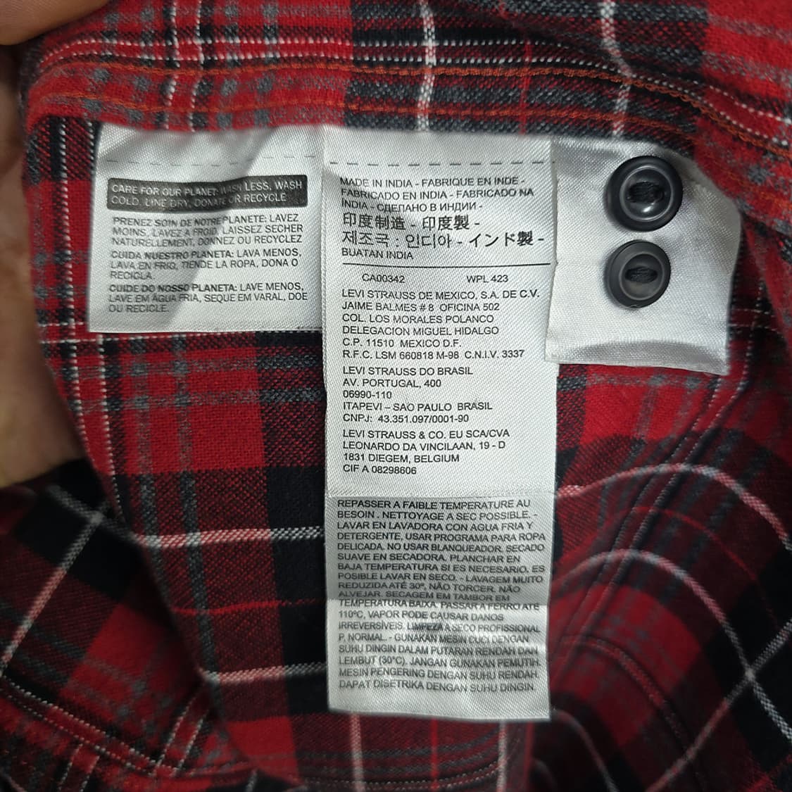 리바이스(Levis) 레드 체크 플란넬 셔츠 L 상품이미지6