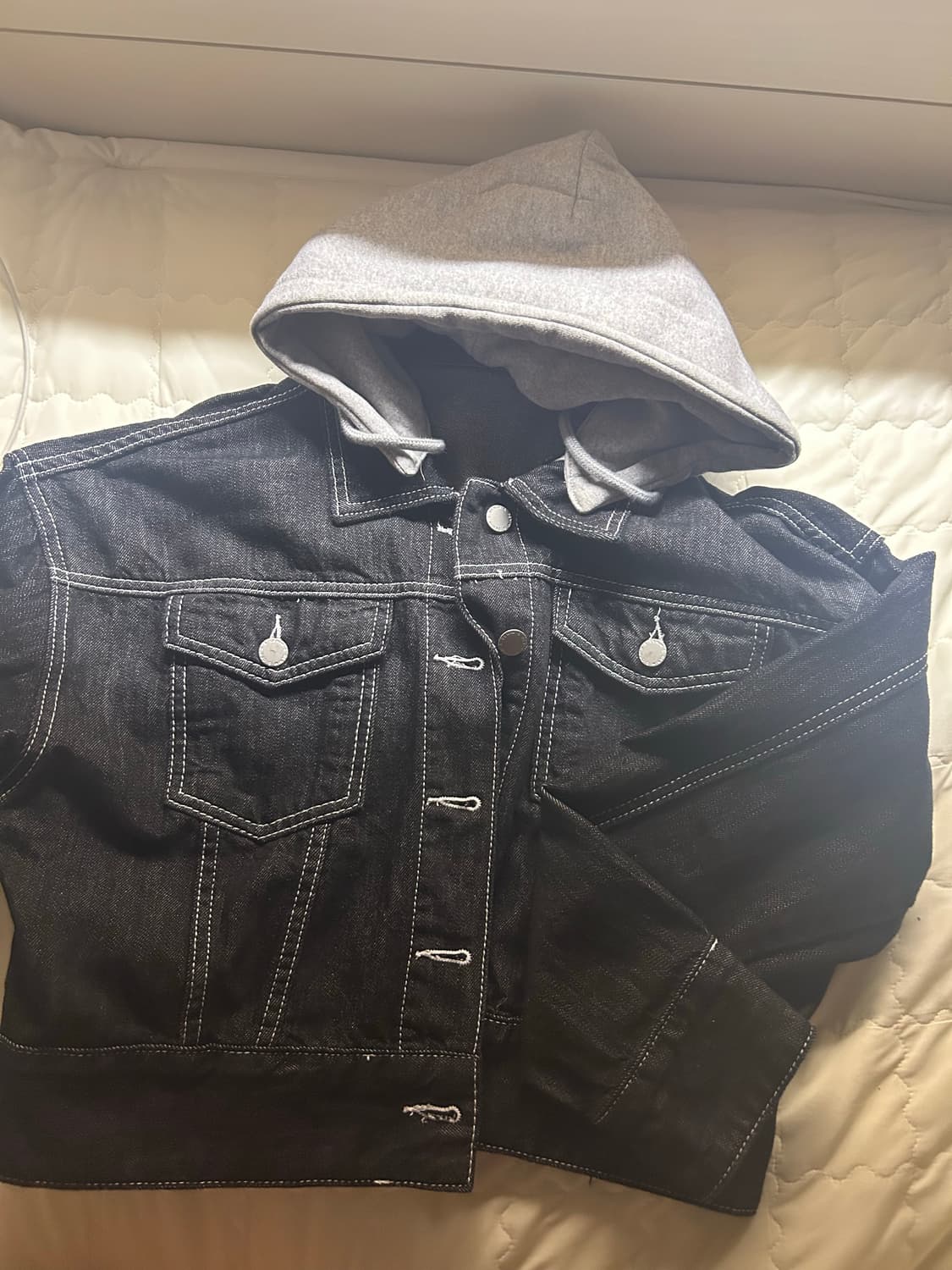 크롭 후드 청자켓 블랙 FREE 상품이미지6