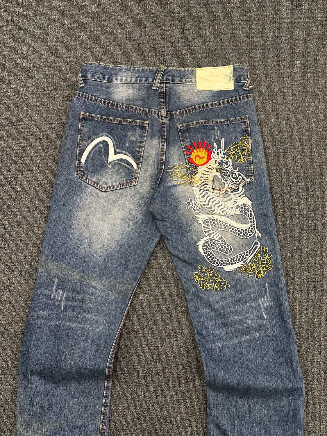 OS)에비수 빈티지 드래곤 자수 데님팬츠 상품이미지3
