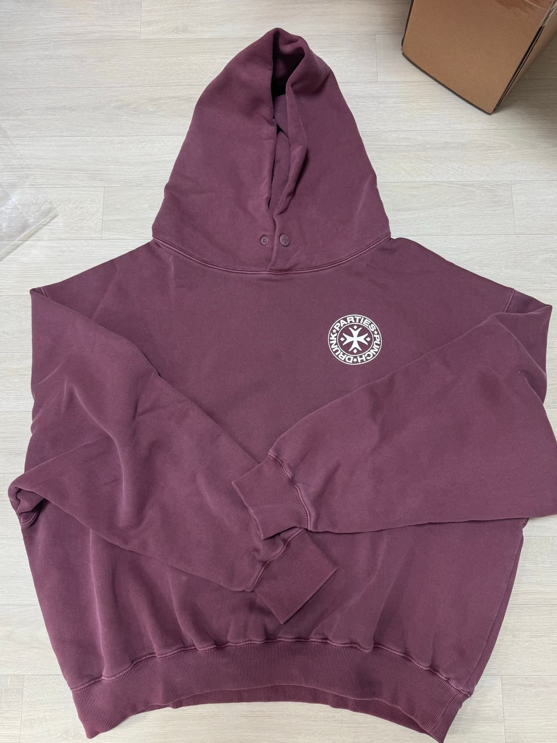 [2] 펀치드렁크파티즈 가먼트 다이드 후드 와인 버건디 후드티 상품이미지1