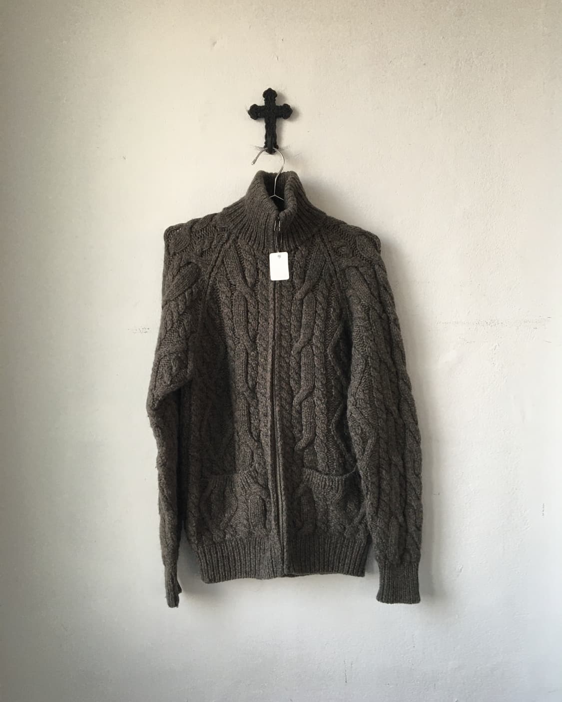 Cable pattern high neck zip up 상품이미지2