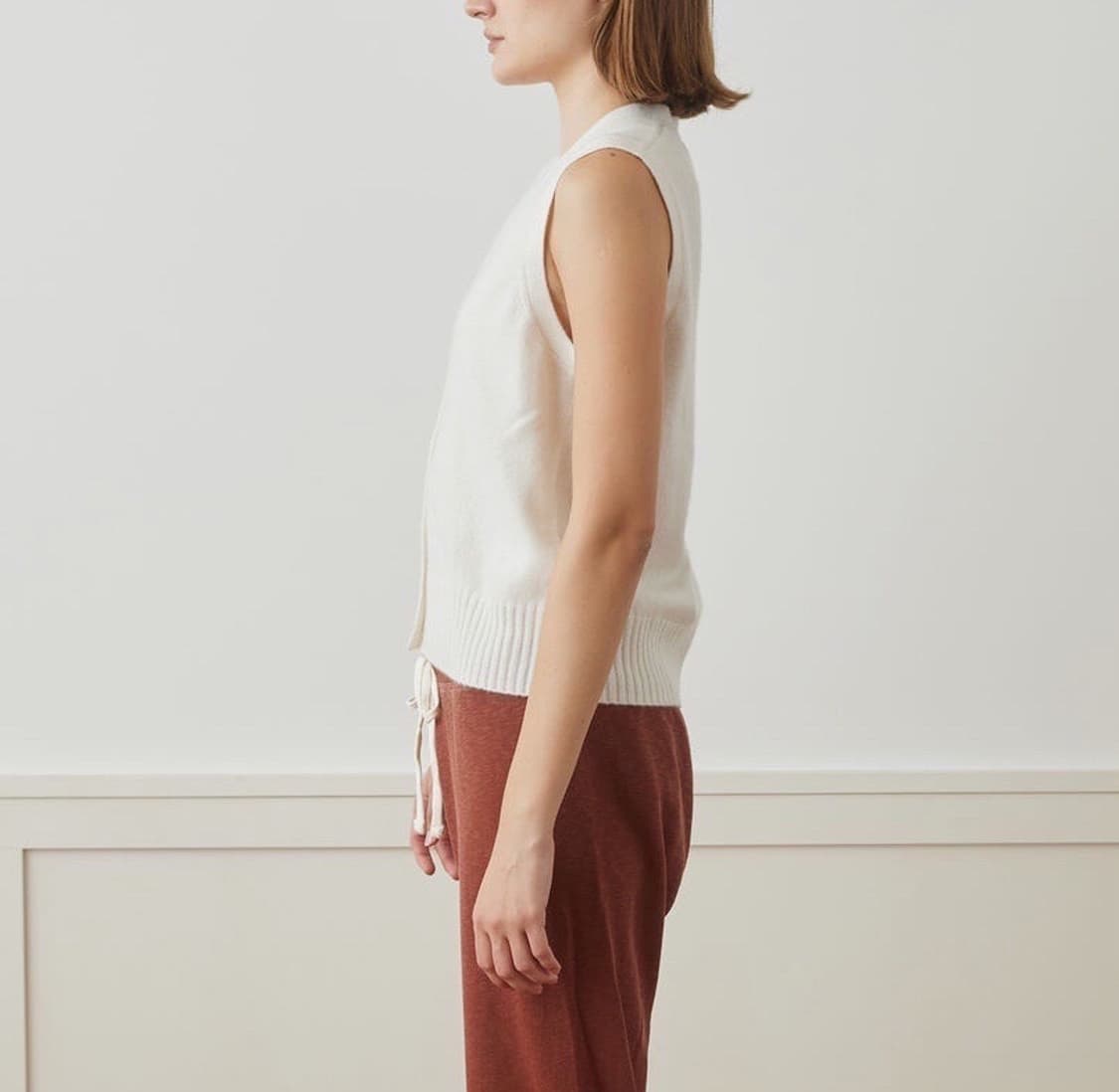 (정품/새상품) 제임스펄스 여성 캐시미어 니트 베스트 아이보리 상품이미지5