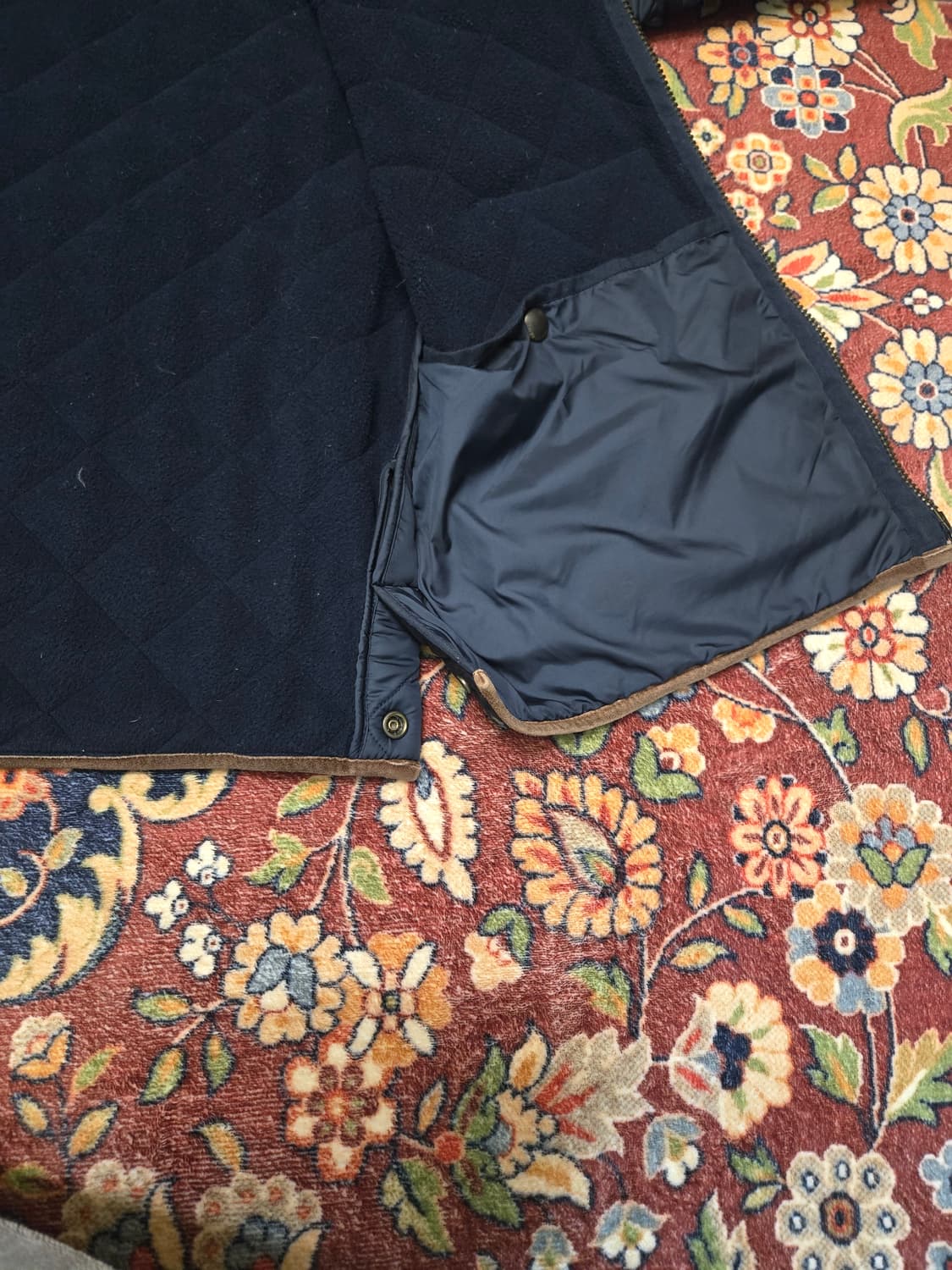 폴로 랄프로렌 레더 트리밍 퀼팅 자켓 네이비 (L) 상품이미지8