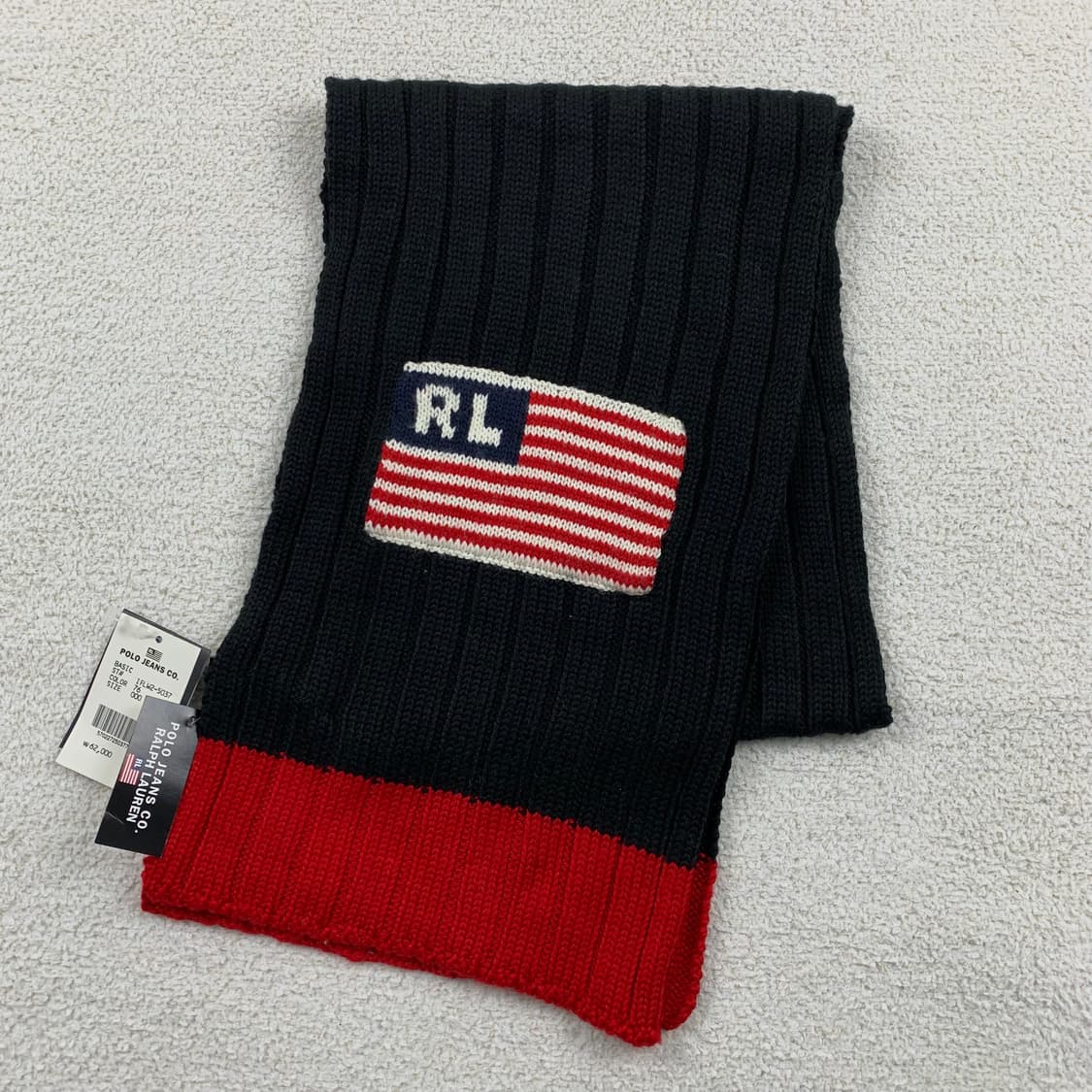폴로 진스 성조기 로고 골지 니트 머플러 상품이미지1