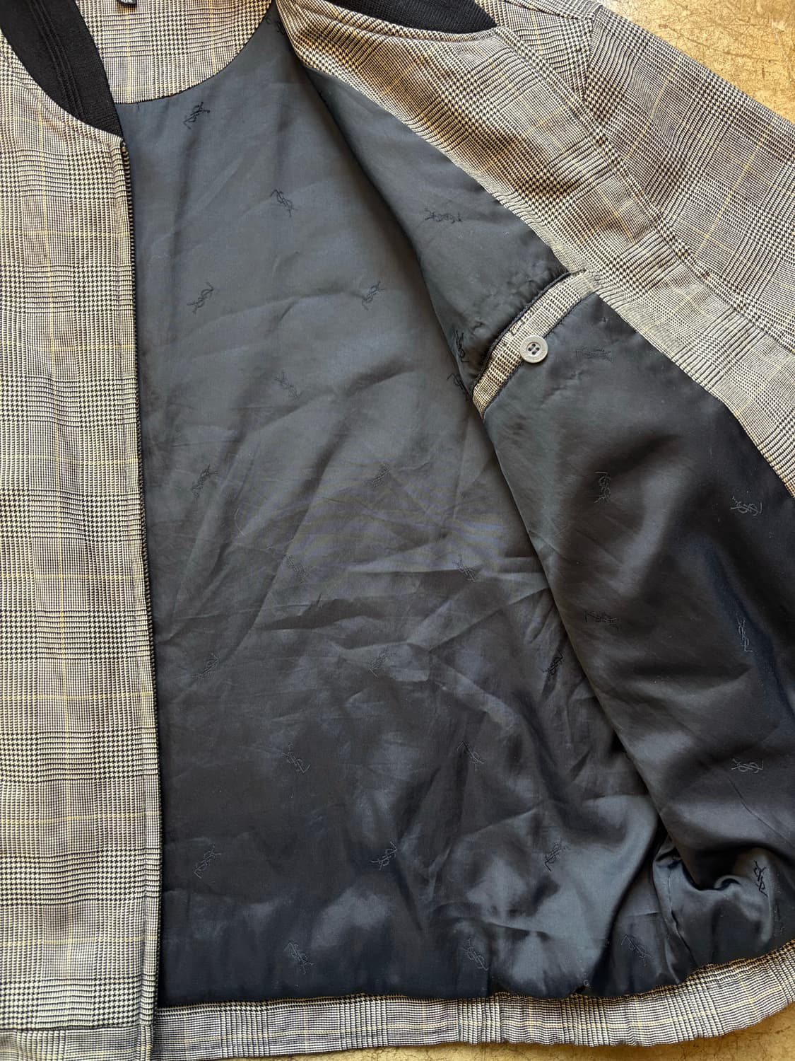 90s 생로랑 글렌 체크 블루종 상품이미지4