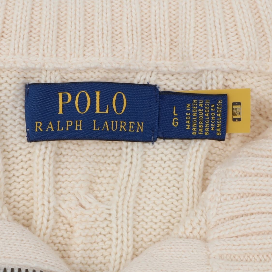 폴로 랄프로렌 QR 아이보리 케이블 하프집업 니트 스웨터 상품이미지8