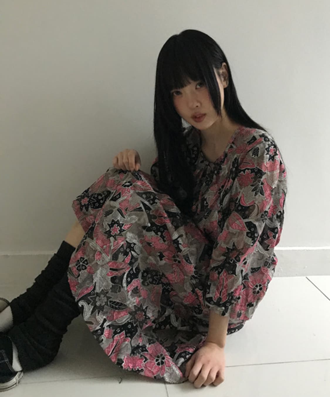 Oriental Shirring U Neck Dress 상품이미지1