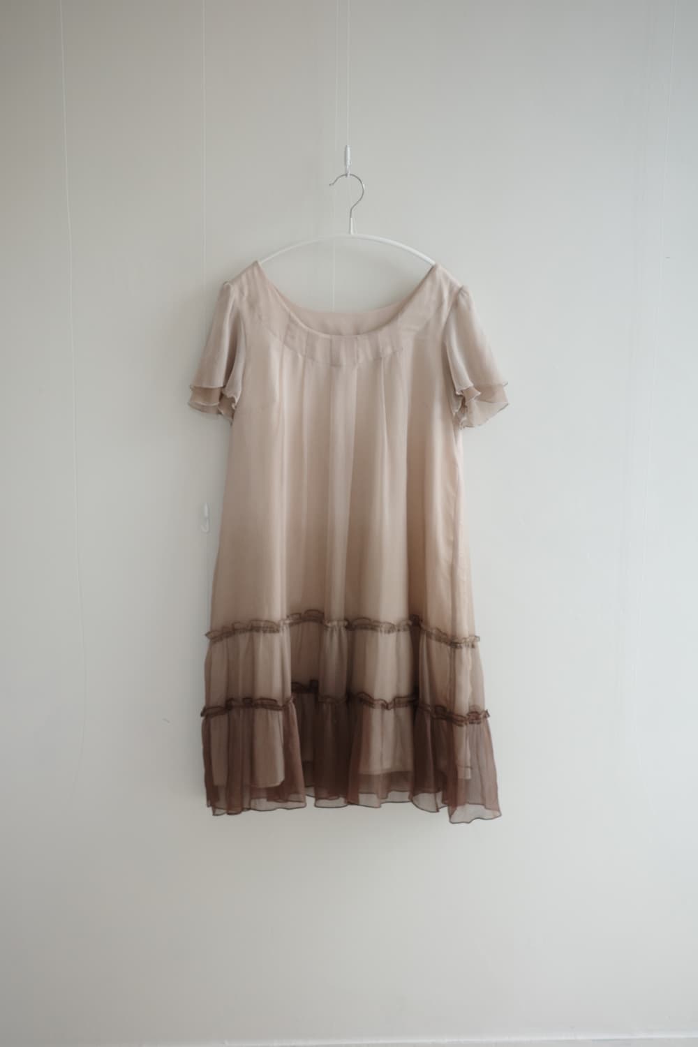 Soft peach pleated chiffon one-piece 상품이미지2