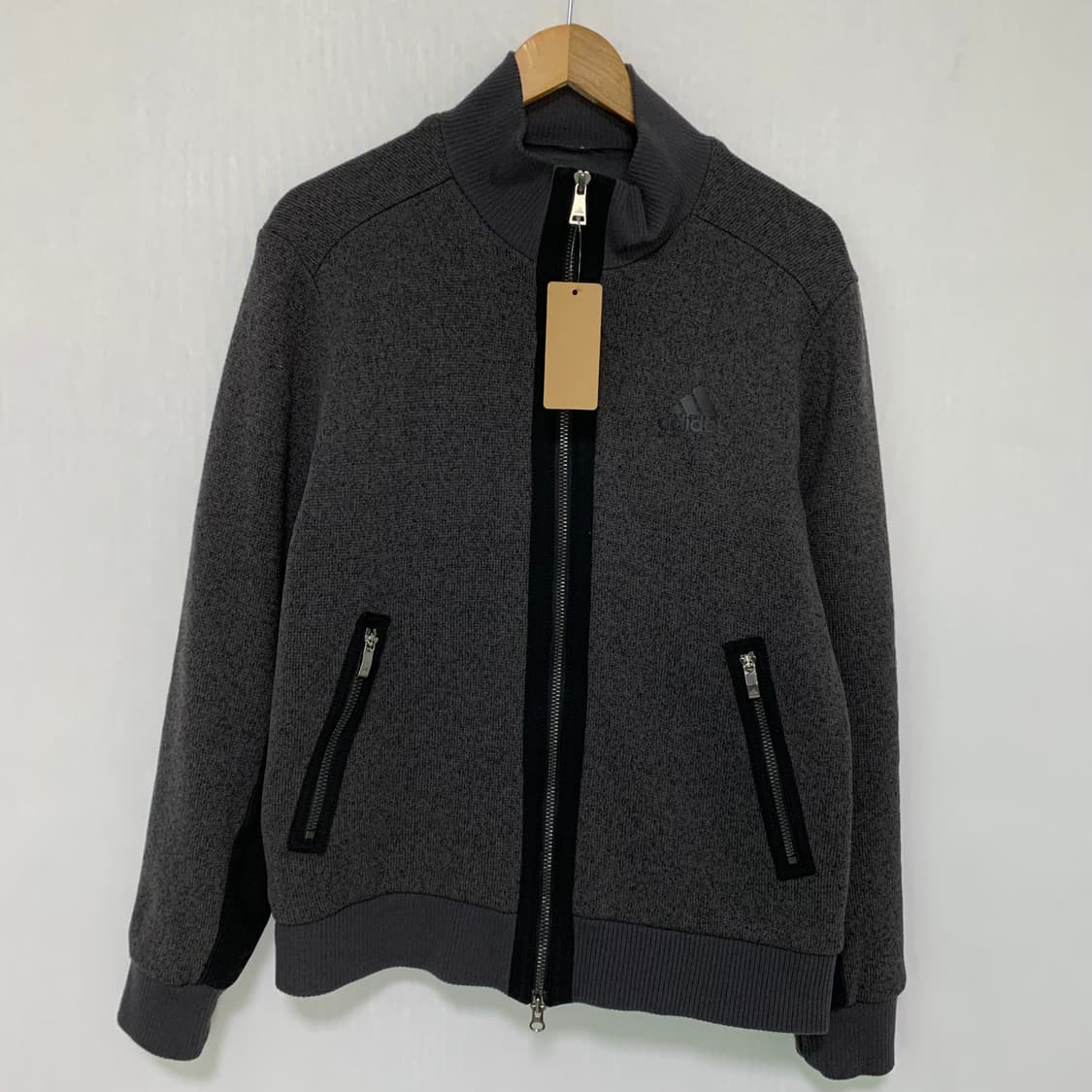 아디다스 빈티지 니트 집업 져지 바람막이 차콜 L 상품이미지2