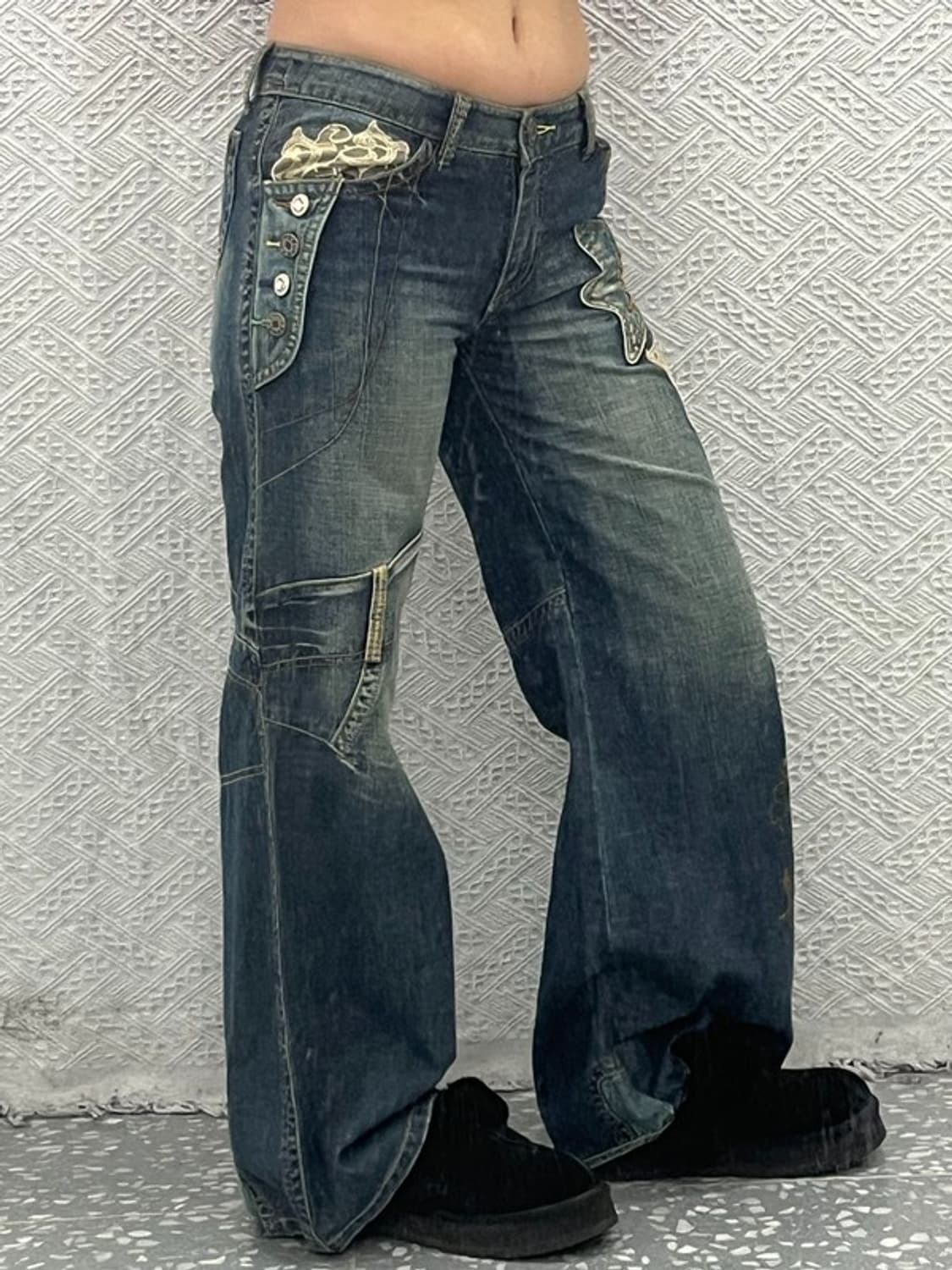 빈티지 올드스쿨 오리엔탈 패치포인트 데님 팬츠 26인치 C06713 상품이미지1