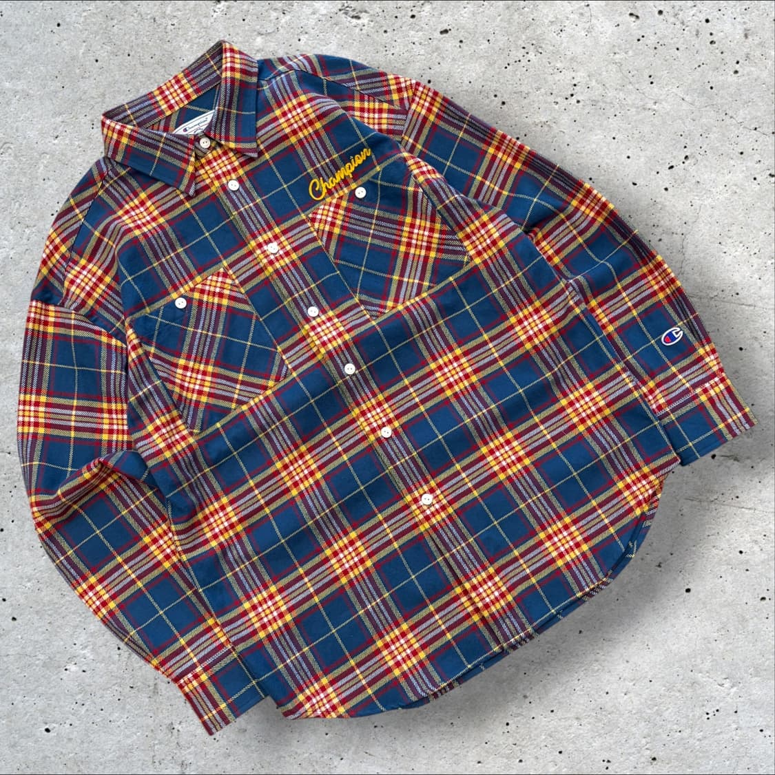 [M] 23s 챔피온 포켓 네이비 레드 체크 셔츠 D375 상품이미지1