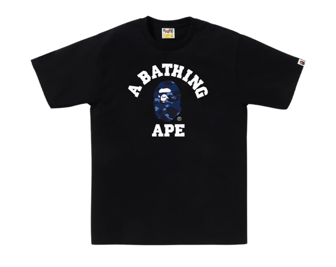 [2XL] 베이프 컬러 카모 컬리지 티셔츠 블랙 네이비 상품이미지1