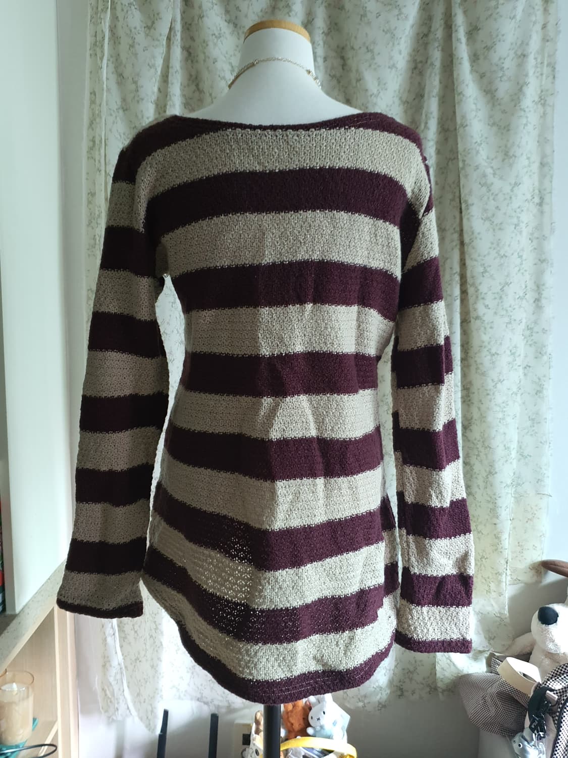 [모리걸] 줄무늬 니트 티셔츠 / 스트라이프 니트 탑 상품이미지2