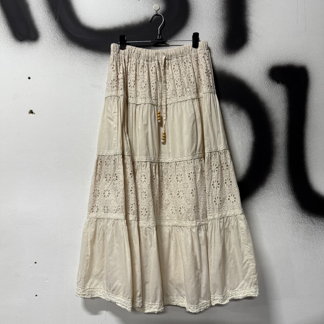 VTG 빈티지 모리 태슬 아이보리 레이스 롱 스커트 상품이미지1