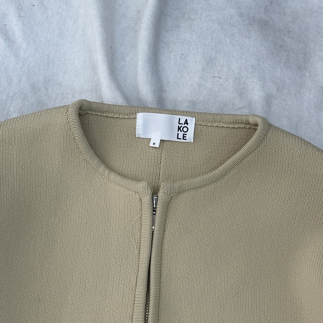LAKOLE 베이지 니트 아우터 자켓 가을 그런지 히피 크롭  상품이미지4
