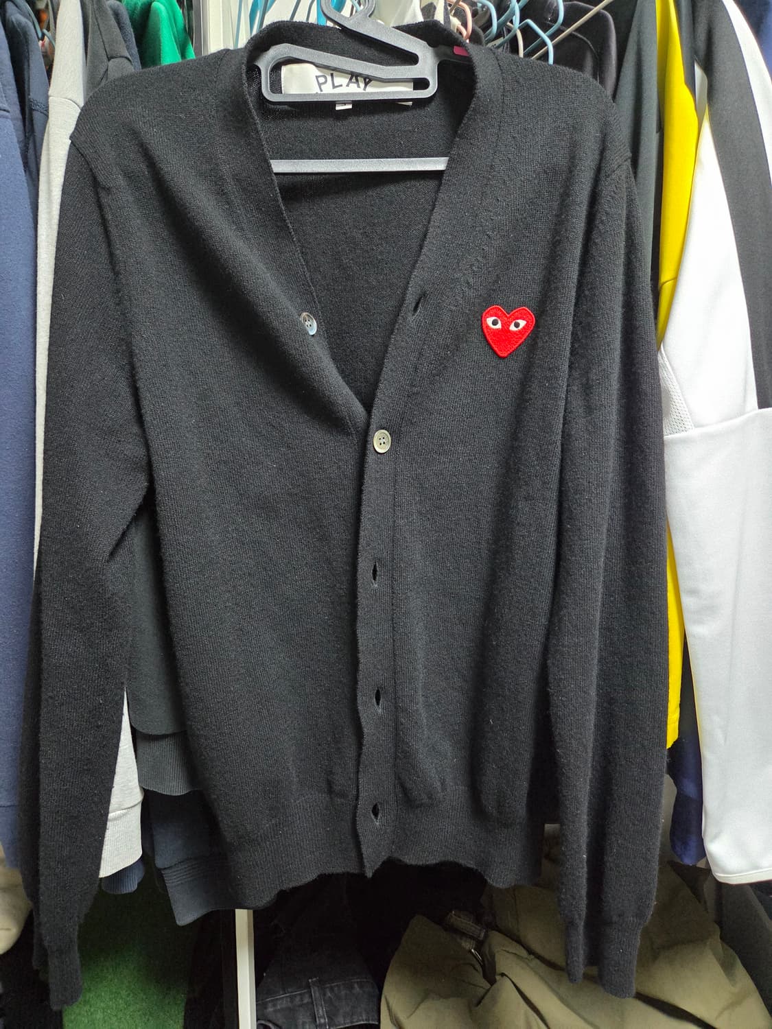 꼼데가르송 블랙 가디건 하트 와펜 S 상품이미지2