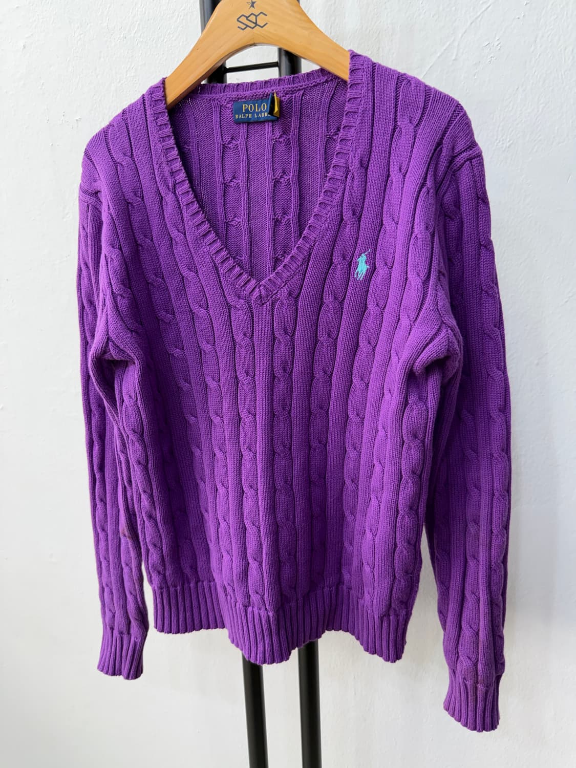 정품) 폴로랄프로렌 신형 여성 퍼플 케이블니트 S 상품이미지3