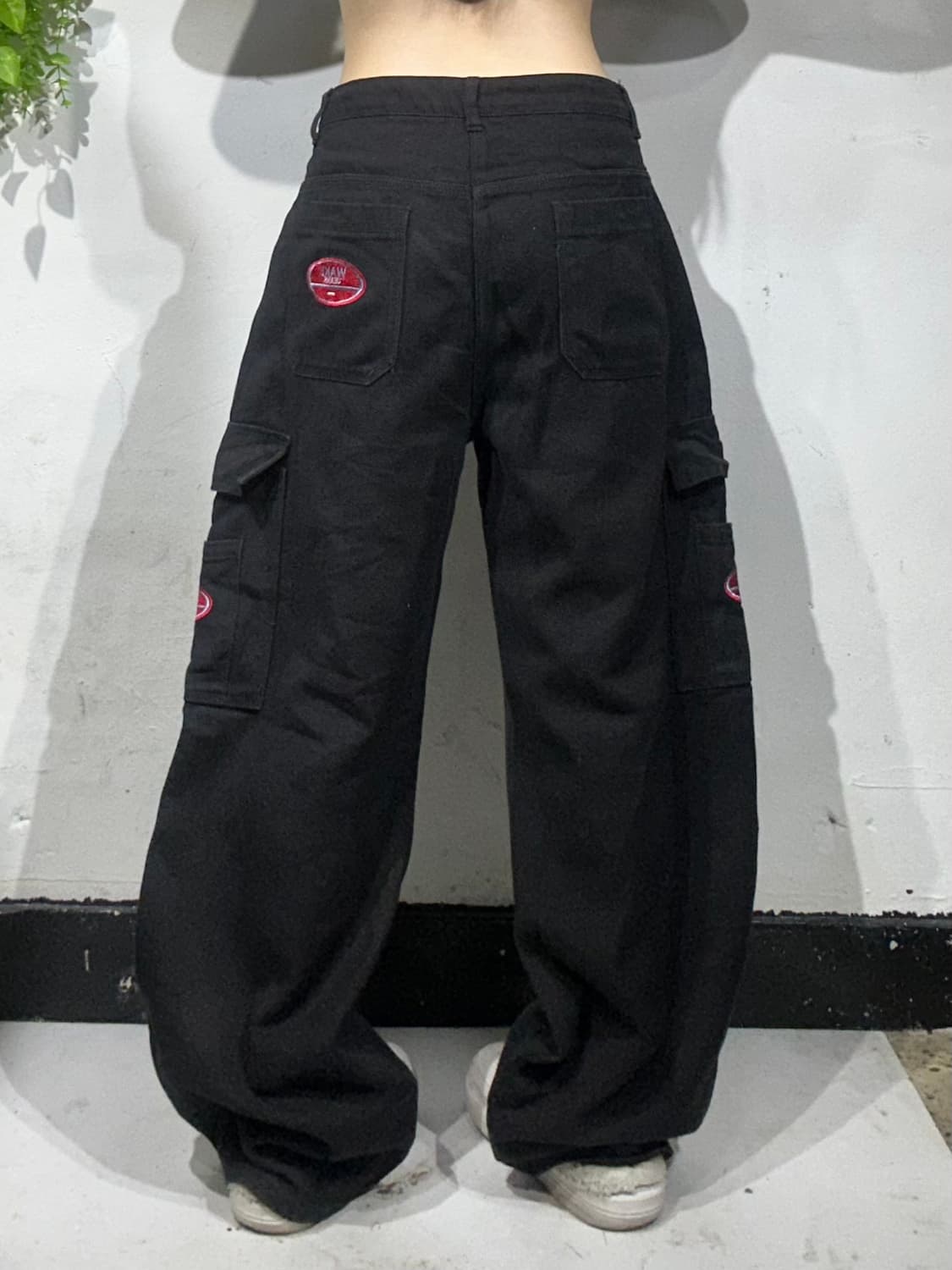 빈티지 Wake 흑청 와이드 카고 데님 팬츠 상품이미지3