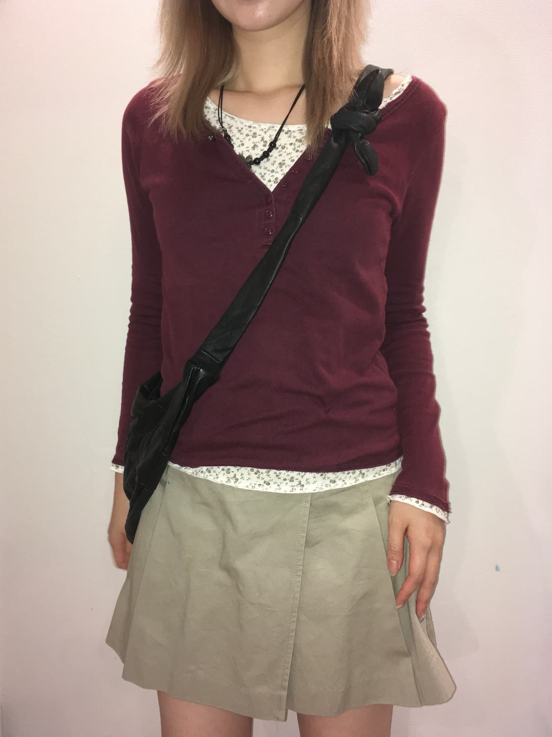 jpn vintage burgundy layered floral long 상품이미지3