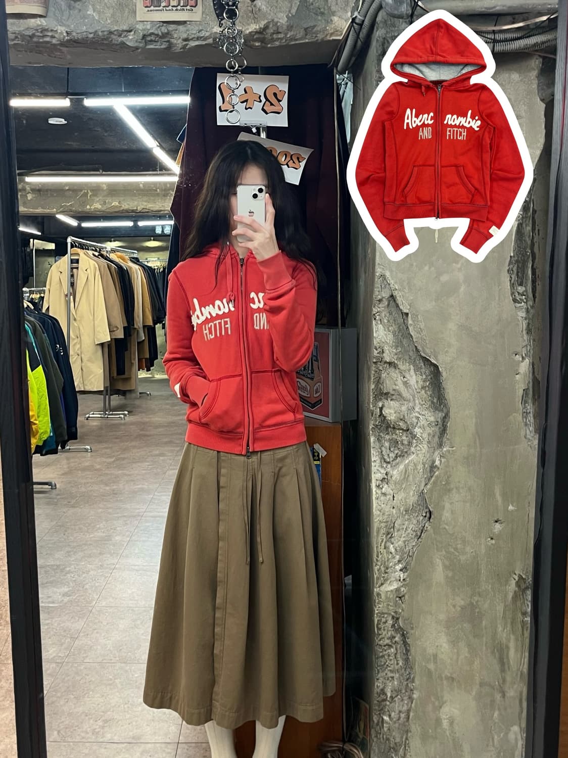 아베크롬비 투웨이 후드집업 코랄 S #csz3598 상품이미지1