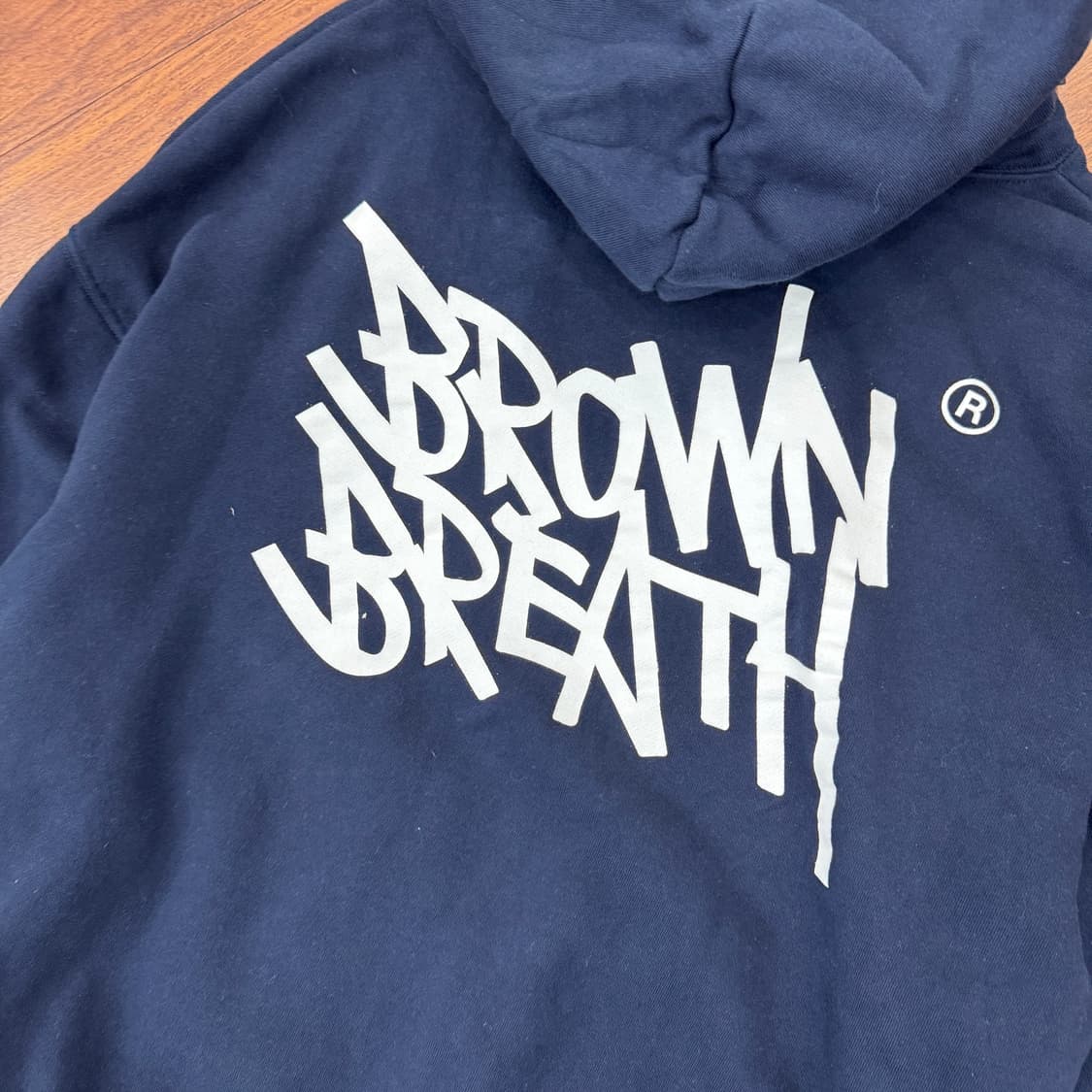 L 브라운브레스 빅로고 네이비 후드 티셔츠  상품이미지3
