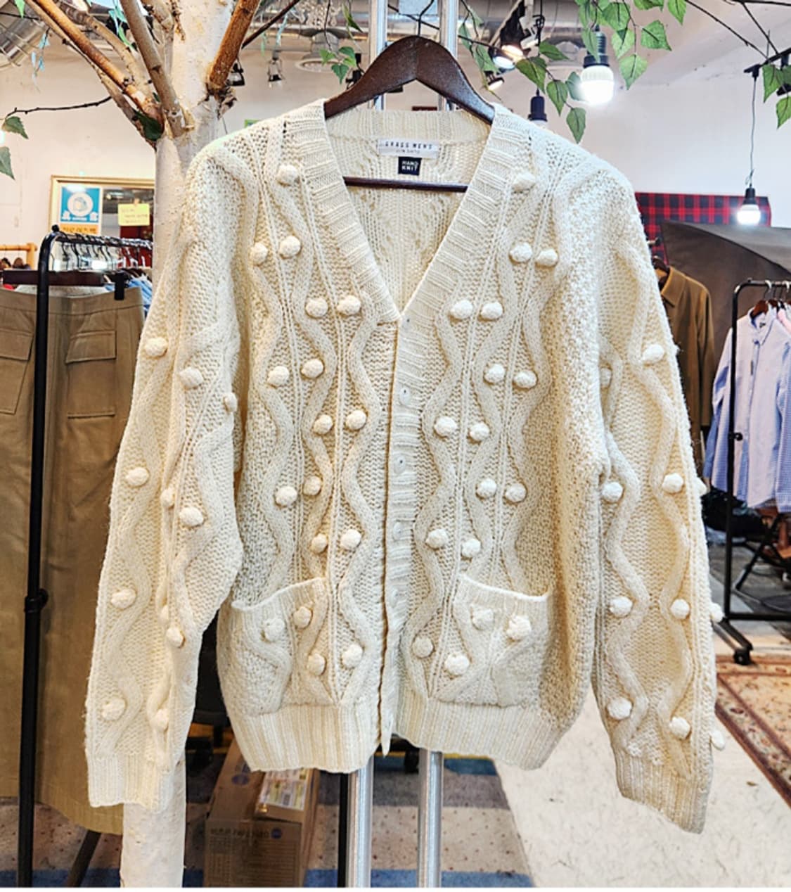 jun saito 폼폼 울 아이보리 스웨터 빈티지 가디건 상품이미지1