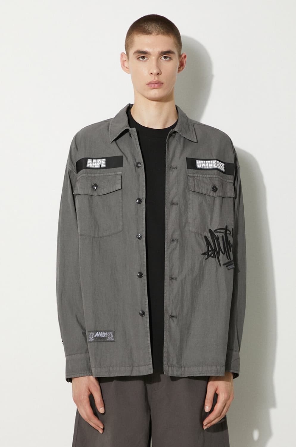 에이프 롱 슬리브 셔츠 블랙 XL 상품이미지8