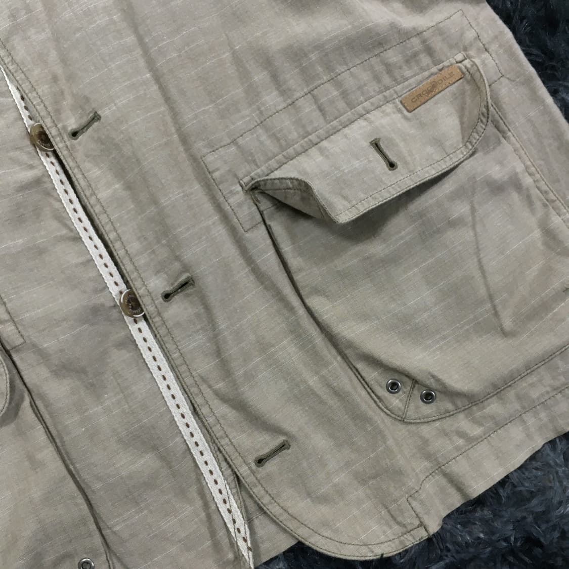 투티/0279 crocodile 베이지 면 베스트 아메카지 일본 빈티지 상품이미지4