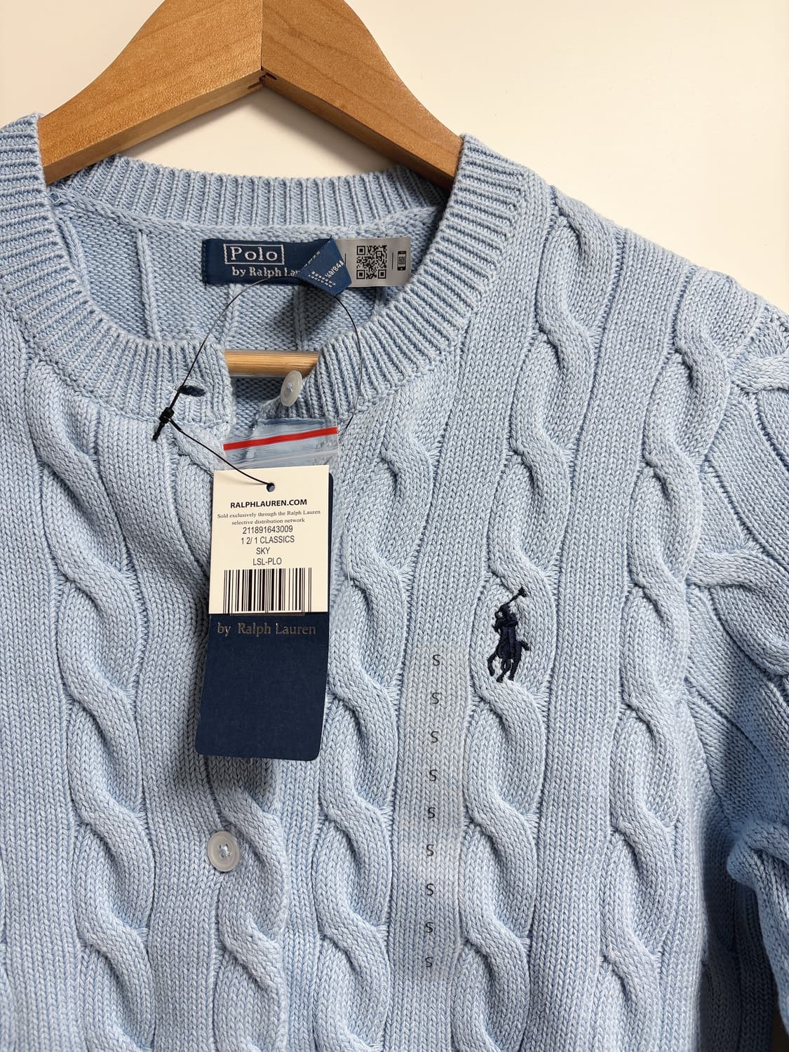 폴로 랄프로렌 여성 꽈배기 가디건 S 스카이블루 색깔 예뻐요 상품이미지1