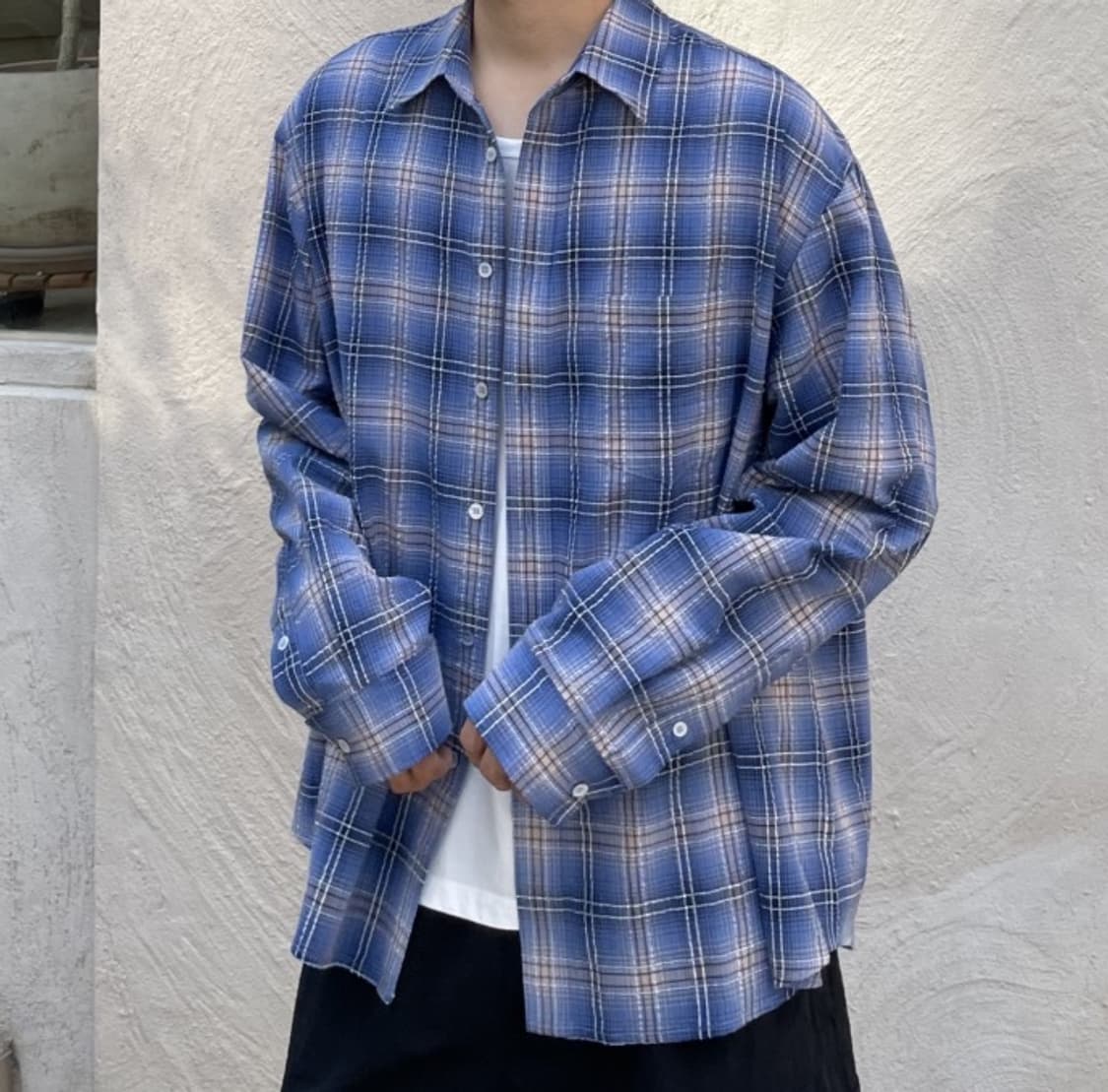 모마디자인 에어 쿨 타탄 체크셔츠 블루 Air cool 48 tatan 상품이미지1