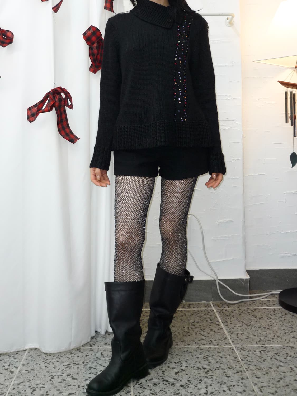 Bear beads black knit 상품이미지5