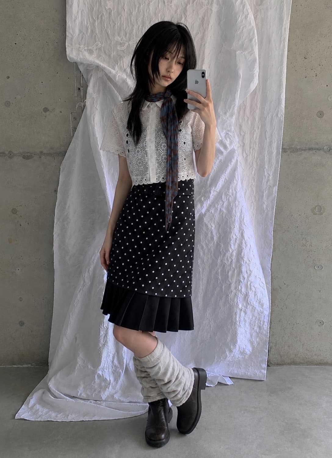 빈티지 도트 레이어드 코디 set 상품이미지2