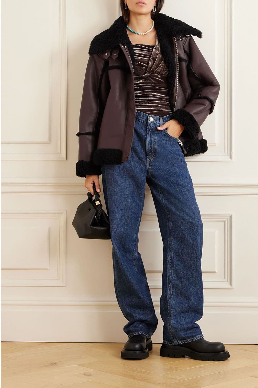 브라운 양가죽 시어링 코트(새상품) 상품이미지1